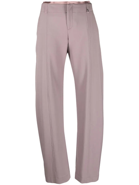 layered-waistband straight-leg trousers
