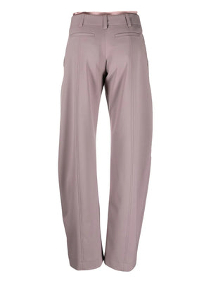 layered-waistband straight-leg trousers