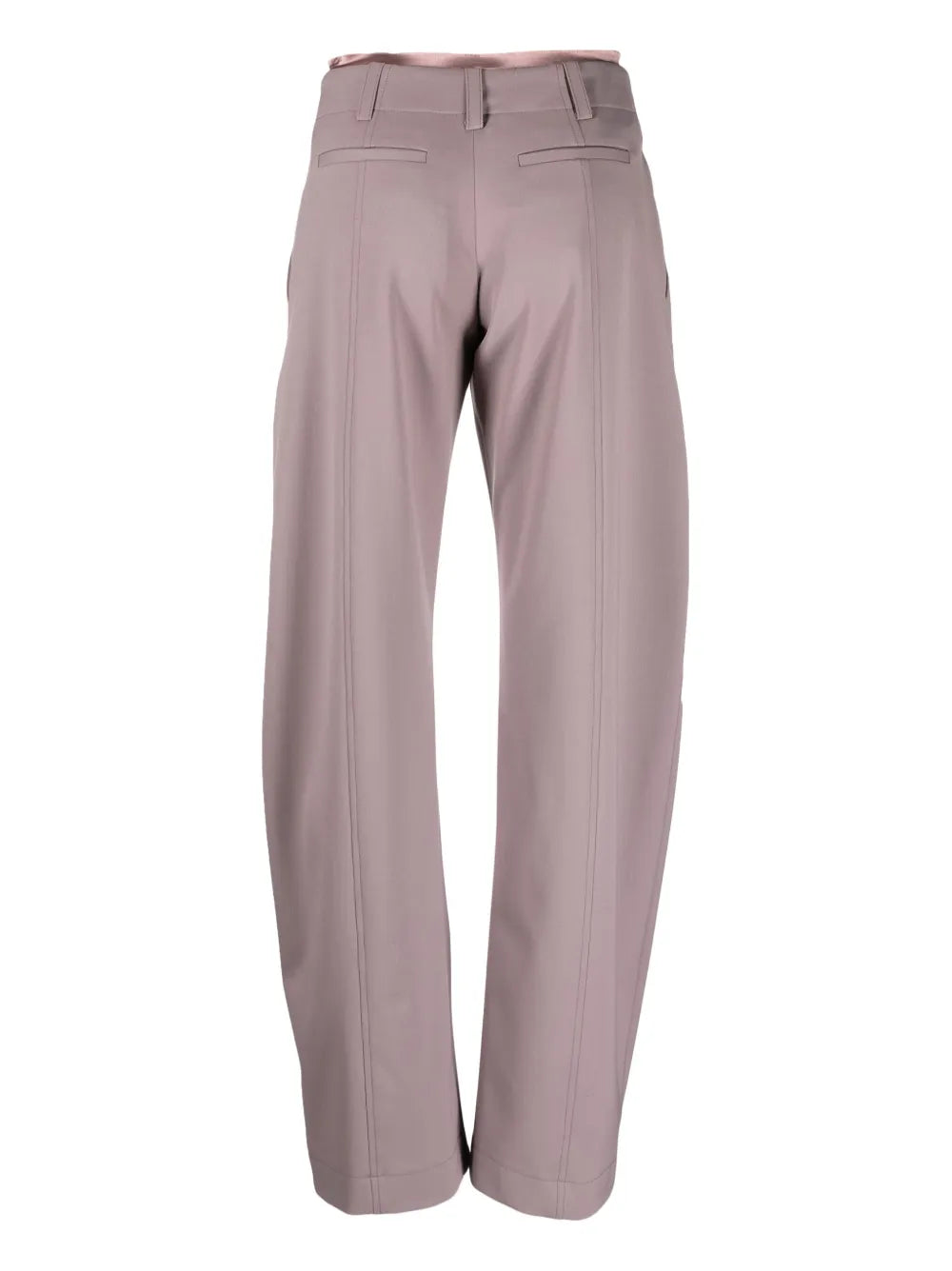 layered-waistband straight-leg trousers