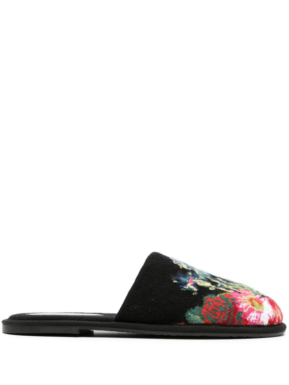 floral intarsia-knit cashmere slippers