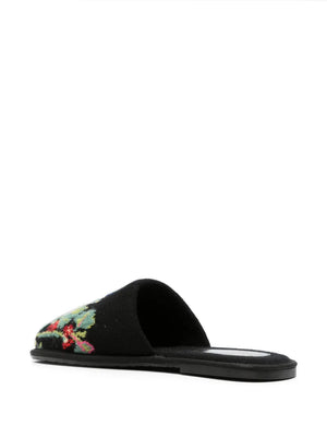 floral intarsia-knit cashmere slippers