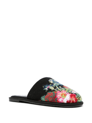 floral intarsia-knit cashmere slippers