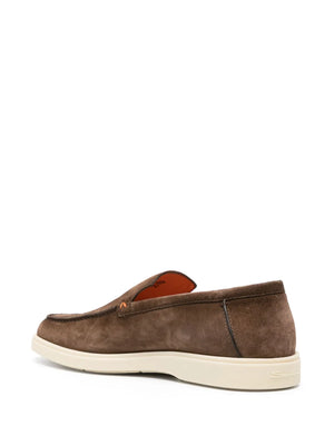 almond-toe suede loafers
