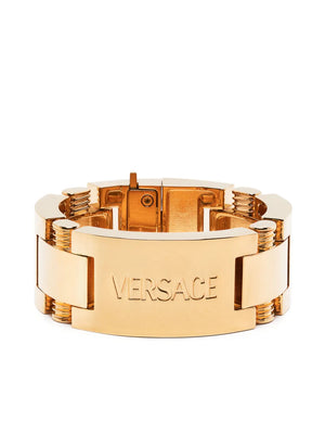 logo-engraved metal bracelet