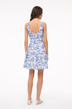 MINI WELLS DRESS BLUE TOILE