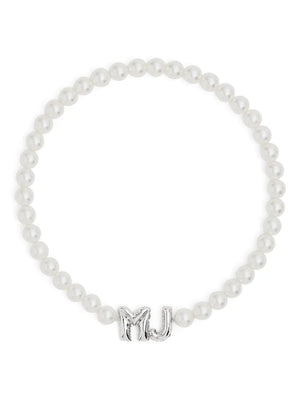 MJ logo-lettering pearl necklace