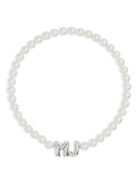 MJ logo-lettering pearl necklace