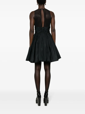 V-neck pleated dress