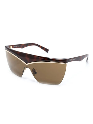 tortoiseshell shield-frame sunglasses