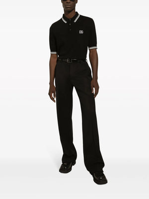 logo-embroidered stripe-detail polo shirt