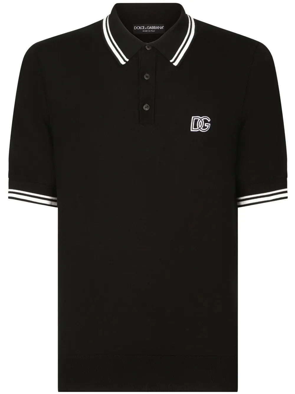 logo-embroidered stripe-detail polo shirt