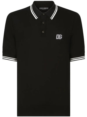 logo-embroidered stripe-detail polo shirt