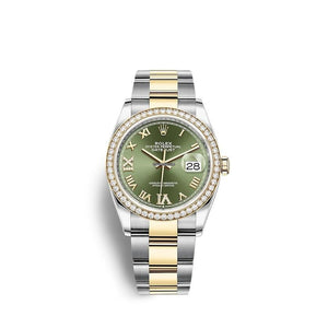 Rolex Datejust 36 126283 RBR Green Roman VIIX Dial Diamond Bezel Oyster