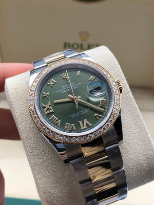Rolex Datejust 36 126283 RBR Green Roman VIIX Dial Diamond Bezel Oyster