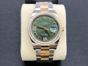 Rolex Datejust 36 126283 RBR Green Roman VIIX Dial Diamond Bezel Oyster
