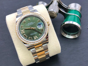 Rolex Datejust 36 126283 RBR Green Roman VIIX Dial Diamond Bezel Oyster