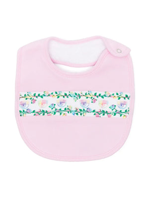 Eyelike-printed stripe jersey bib
