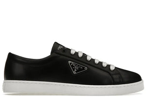 Prada Brushed Sneakers Leather Black Black White