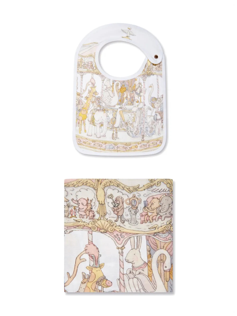 Carré & Satin Carousel bib set (set of two)