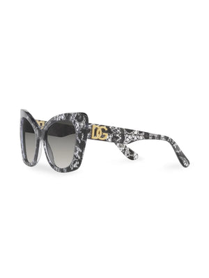 lace-print cat-eye frame sunglasses