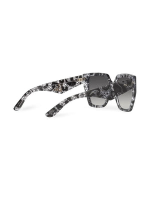 lace-print square-frame sunglasses