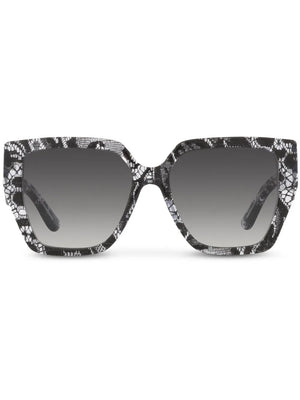 lace-print square-frame sunglasses