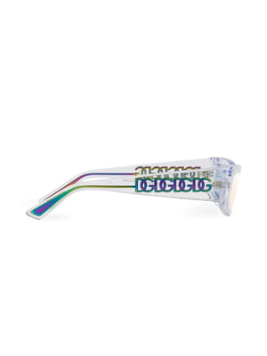 transparent rectangle-frame sunglasses