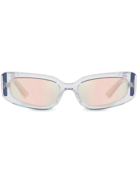 transparent rectangle-frame sunglasses