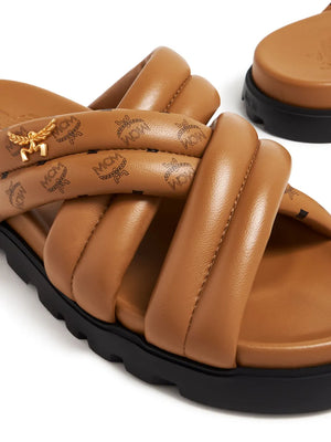 Visetos-print crossover leather slides