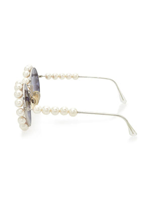 1993 pearl-trim round-frame sunglasses