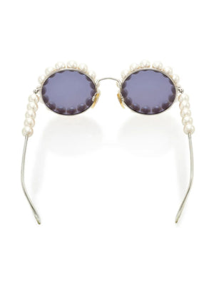 1993 pearl-trim round-frame sunglasses