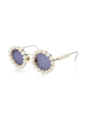 1993 pearl-trim round-frame sunglasses