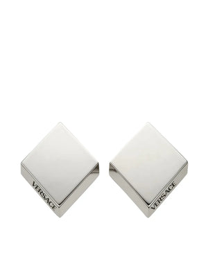 logo-engraved rhombus stud earrings