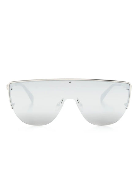 skull-stud shield-frame sunglasses