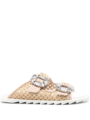 Slidy Viv' Strass raffia sandals