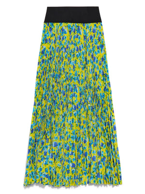floral-print pleated midi skirt