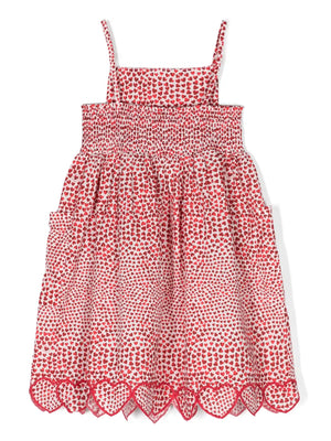 heart-print cotton midi dress