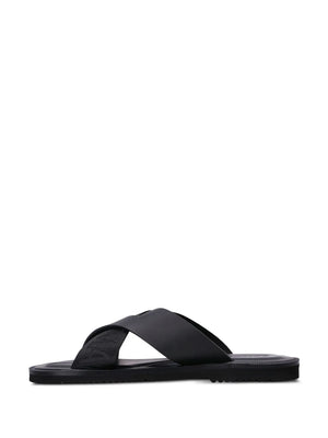 logo-strap leather sandals