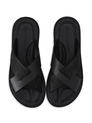 logo-strap leather sandals