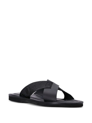 logo-strap leather sandals
