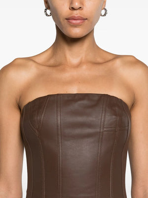 bustier-style leather top