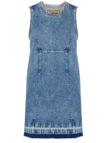 appliquéd denim minidress