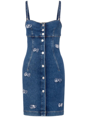 appliquéd denim minidress