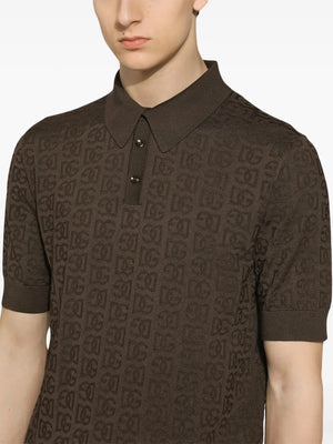 monogram-jacquard silk polo shirt