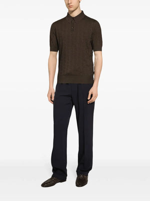 monogram-jacquard silk polo shirt