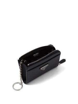 triangle-logo leather keychain
