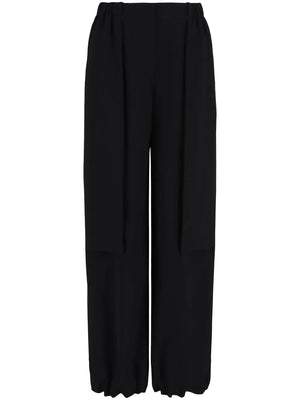 elasticated-waistband straight-leg trousers