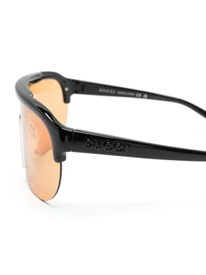 half-rimless shield-frame sunglasses
