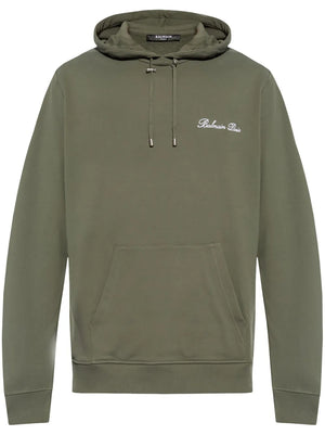 Logo Embroidered Drawstring Hoodie