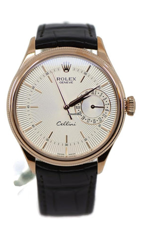 Rolex | Cellini | 50515 | Rose gold | 39 mm | Leather | Silver | Automatic